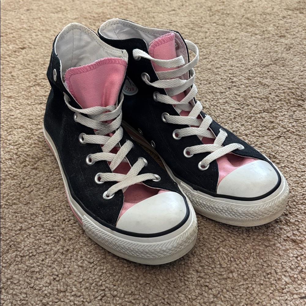 CONVERSE Black and Pink Chuck Taylor Sneakers